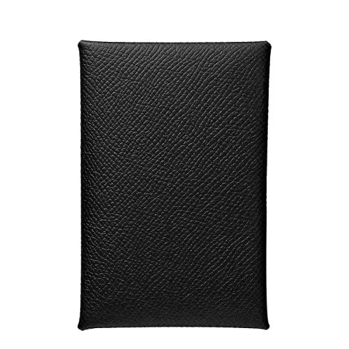【新品包包】HERMES/爱马仕 Calvi系列 女士黑色小牛皮银按扣闭合卡片夹H044164CK89