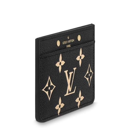 【新品包包】Louis Vuitton/路易威登 22春夏新款女士黑色/米色压纹软粒面牛皮革老花印花卡夹M81022